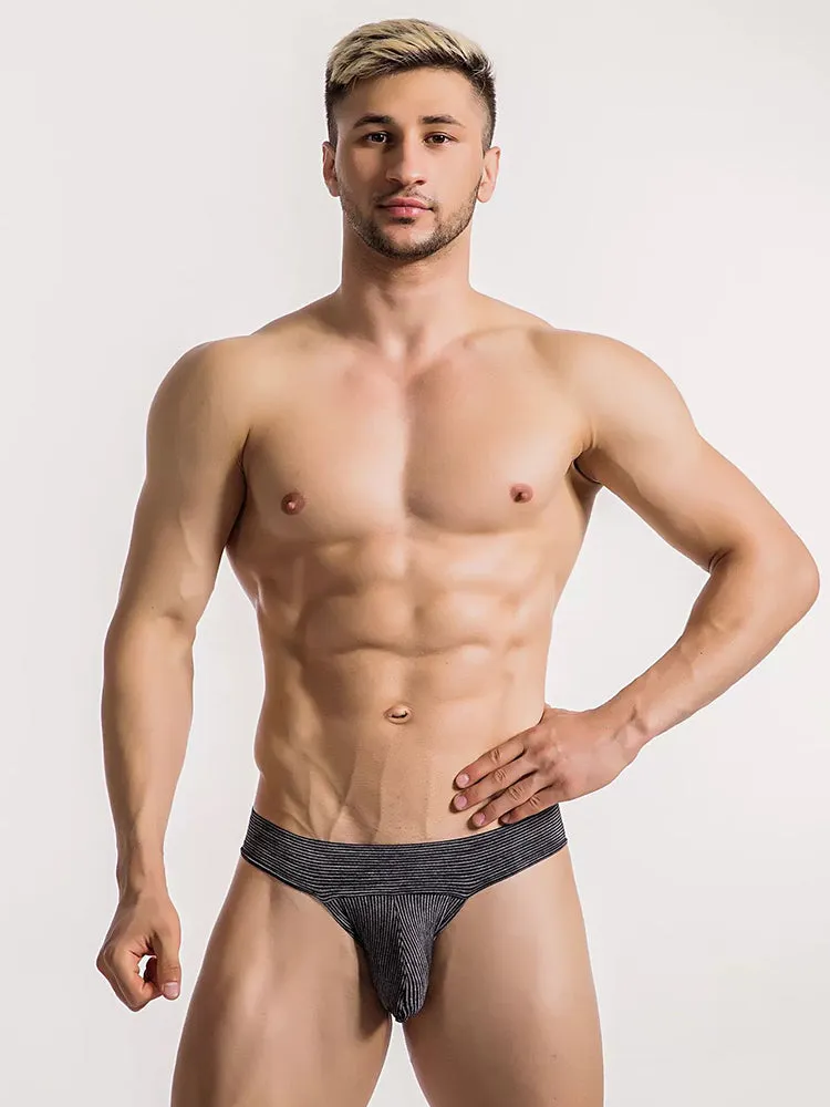 2 Pack Ball Support Pouch Ribbed Men's Bikini Underwear