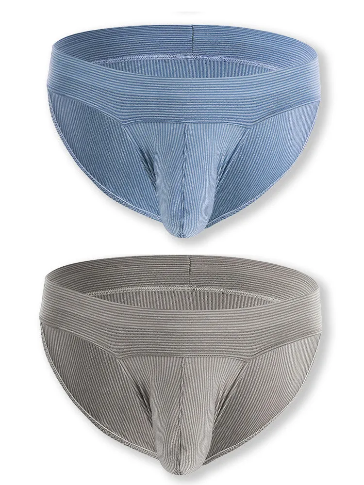 2 Pack Ball Support Pouch Ribbed Men's Bikini Underwear