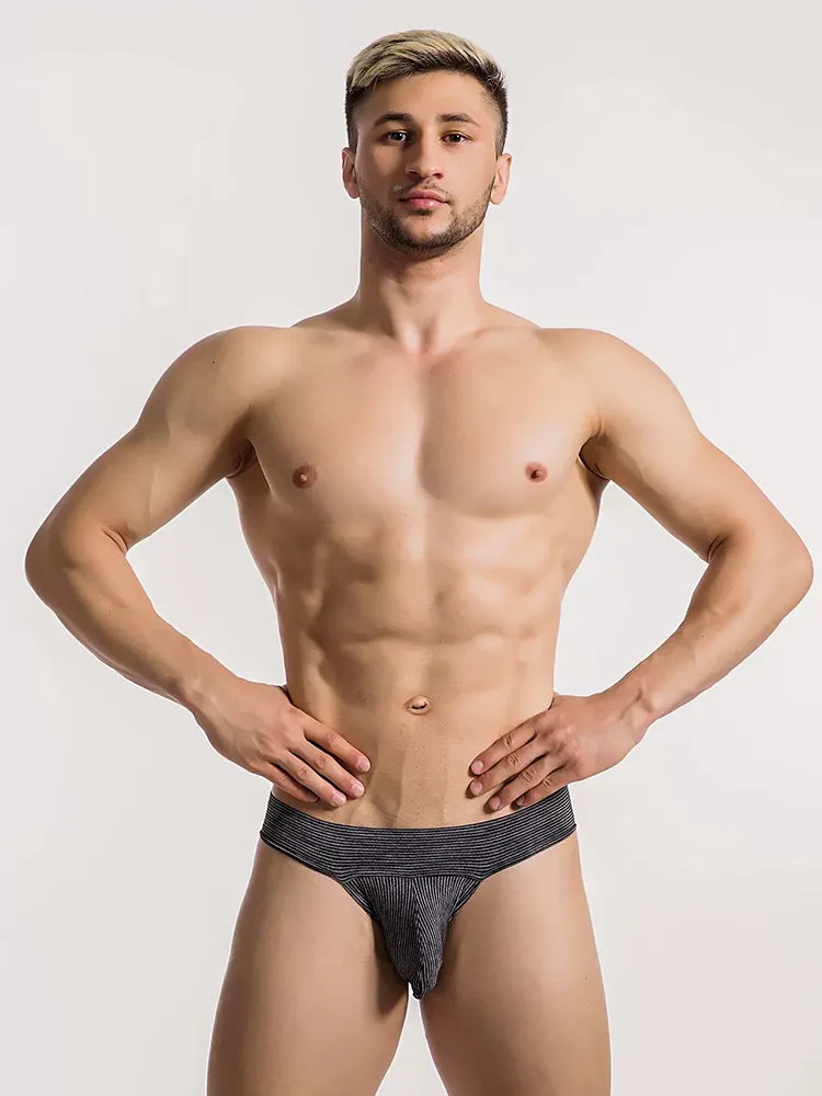 2 Pack Ball Support Pouch Ribbed Men's Bikini Underwear