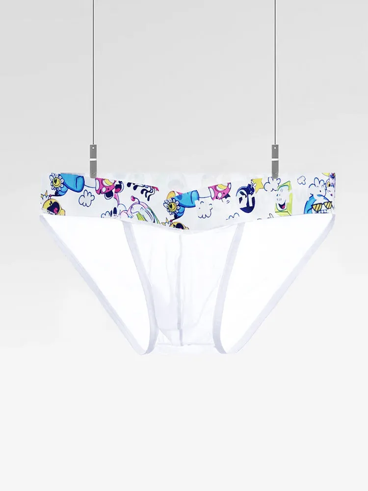 2 Pack Men's High-Cut Cartoon Waistband Breathable Semi-Transparent Bikini