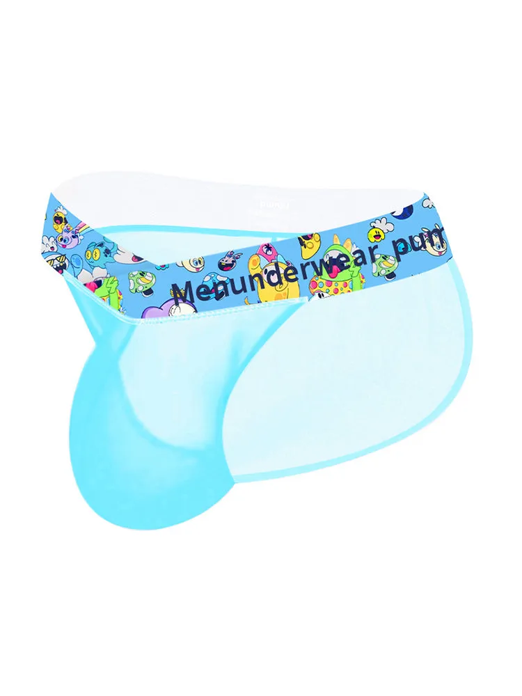2 Pack Men's High-Cut Cartoon Waistband Breathable Semi-Transparent Bikini