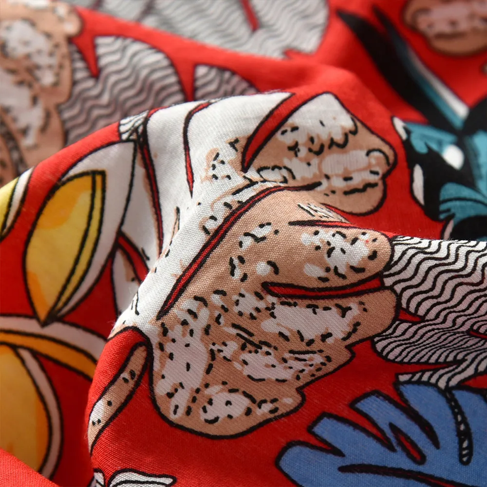 2 Pieces Set Baby Kid Boys Beach Tropical print Bow Shirts And Solid Color Shorts Suits Wholesale 22040743