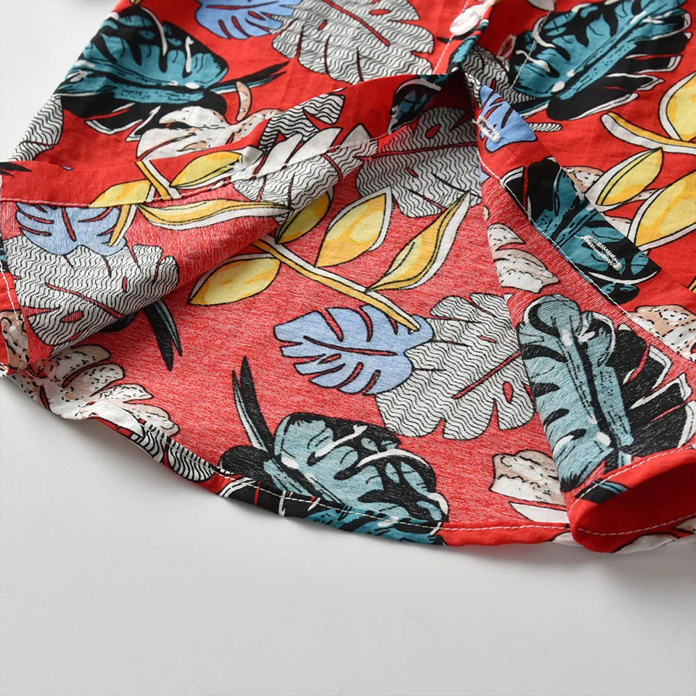 2 Pieces Set Baby Kid Boys Beach Tropical print Bow Shirts And Solid Color Shorts Suits Wholesale 22040743