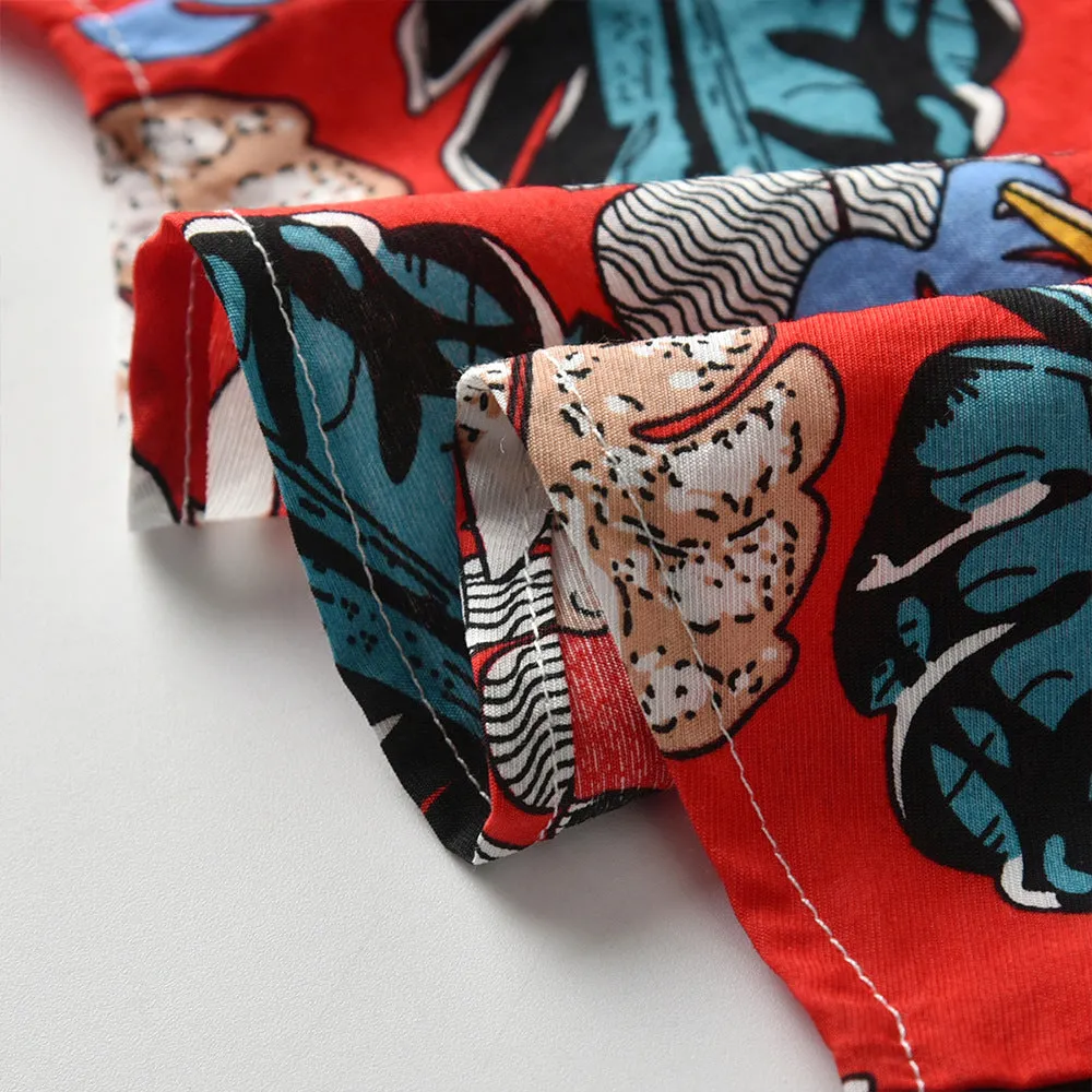 2 Pieces Set Baby Kid Boys Beach Tropical print Bow Shirts And Solid Color Shorts Suits Wholesale 22040743