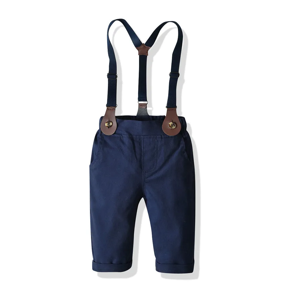 2 Pieces Set Baby Kid Boys Birthday Party Solid Color Bow Shirts And Jumpsuits Wholesale 23041129