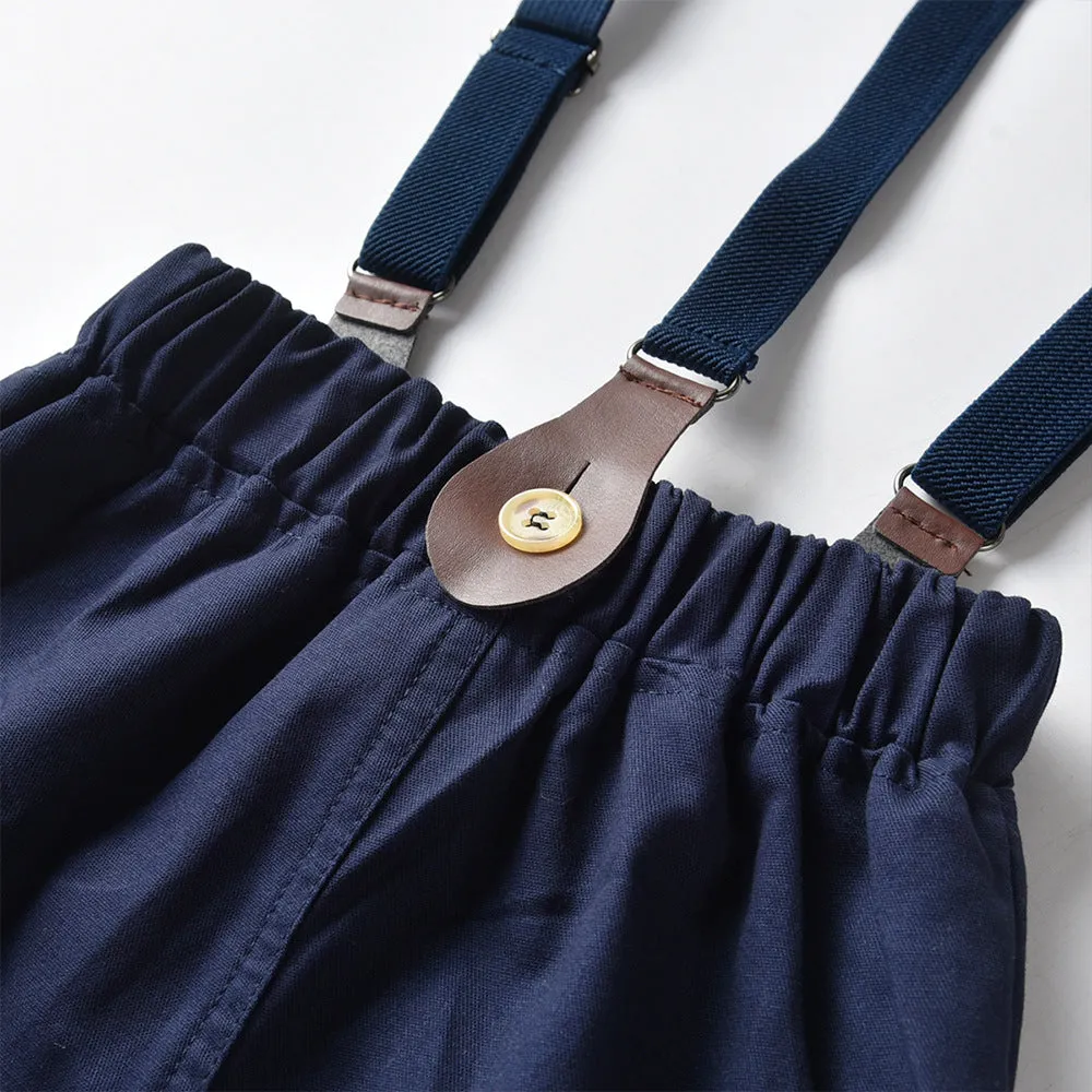 2 Pieces Set Baby Kid Boys Birthday Party Solid Color Bow Shirts And Jumpsuits Wholesale 23041129