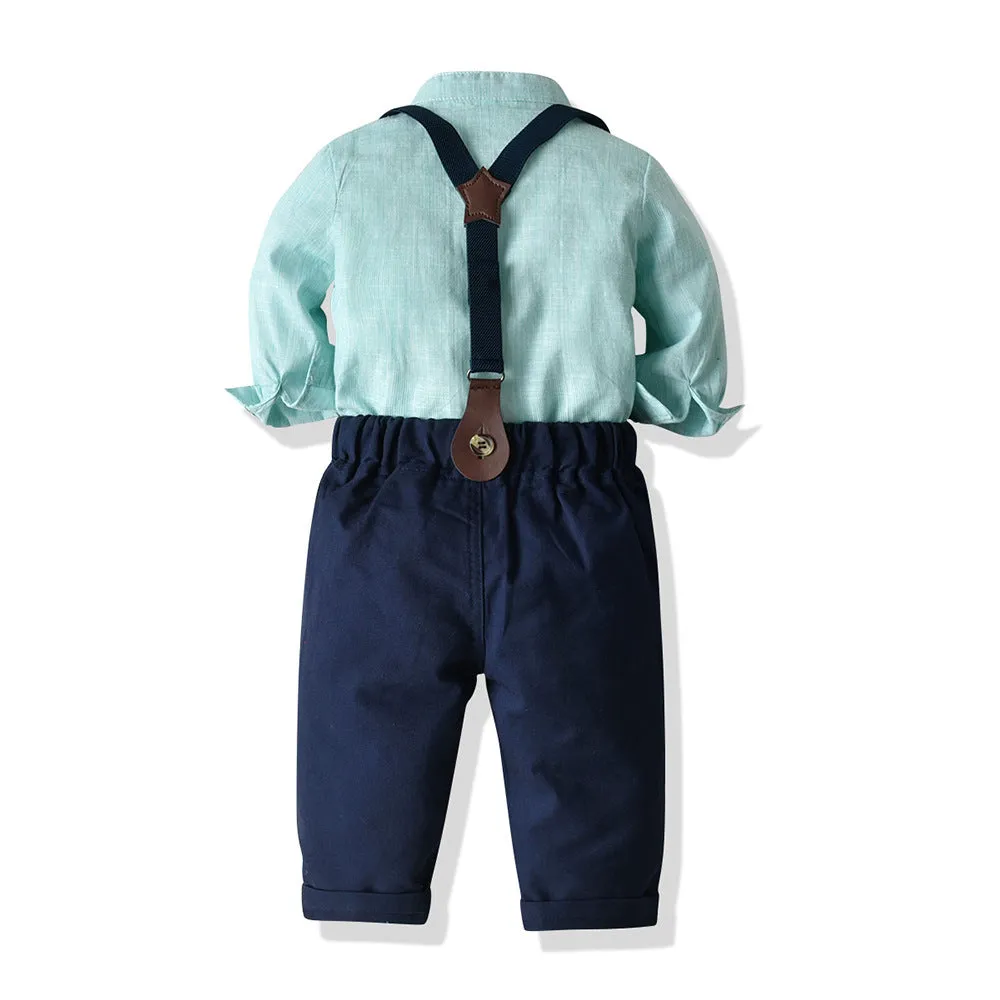 2 Pieces Set Baby Kid Boys Birthday Party Solid Color Bow Shirts And Jumpsuits Wholesale 23041129