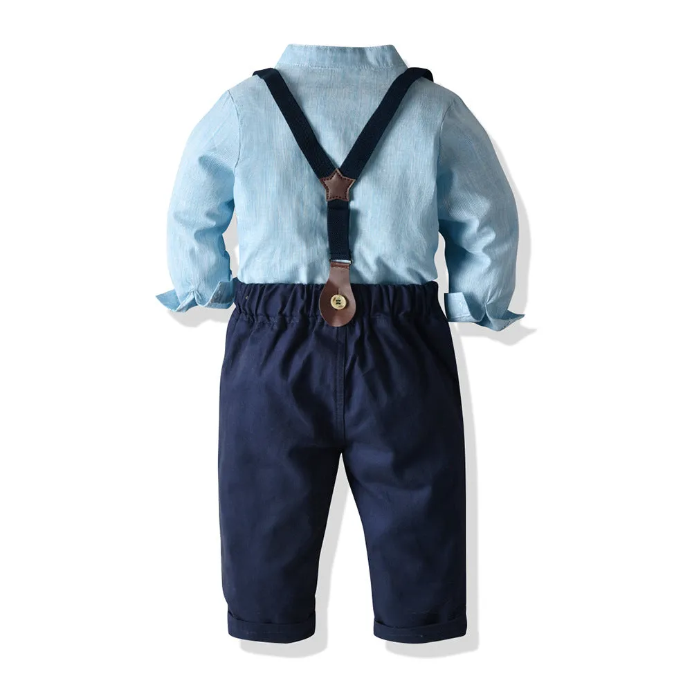 2 Pieces Set Baby Kid Boys Birthday Party Solid Color Bow Shirts And Jumpsuits Wholesale 23041129