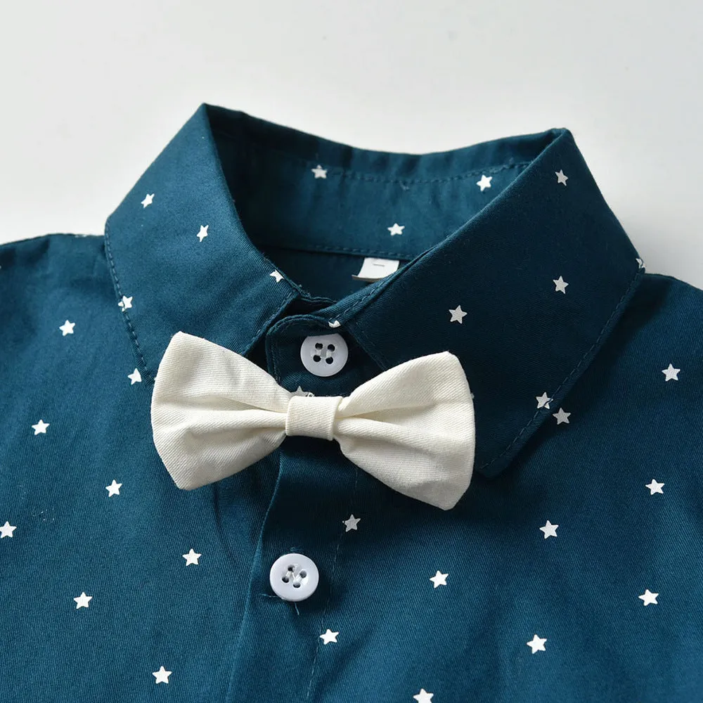 2 Pieces Set Baby Kid Boys Birthday Star Print Shirts And Solid Color Pants Wholesale 23041138