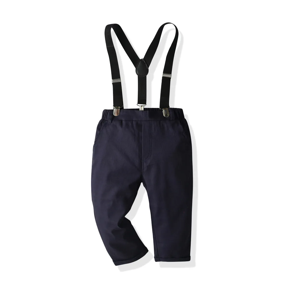 2 Pieces Set Baby Kid Boys Checked Bow Shirts And Solid Color Jumpsuits Wholesale 220531267
