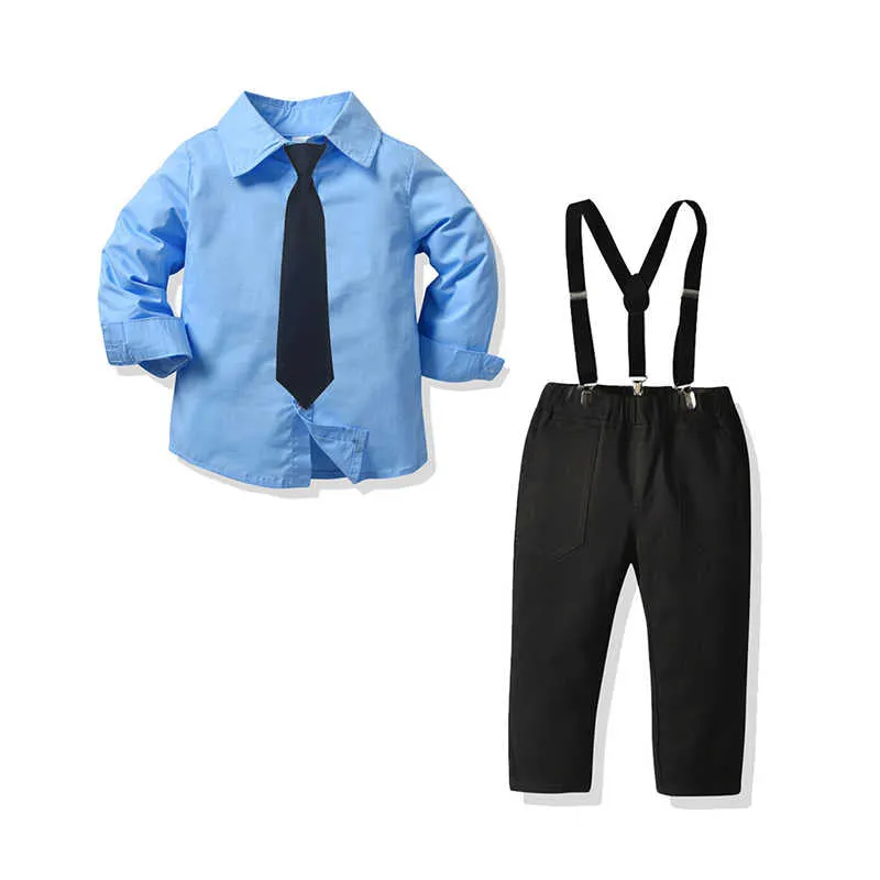 2 Pieces Set Baby Kid Boys Dressy Birthday Party Solid Color Bow Shirts And Jumpsuits Wholesale 211109533