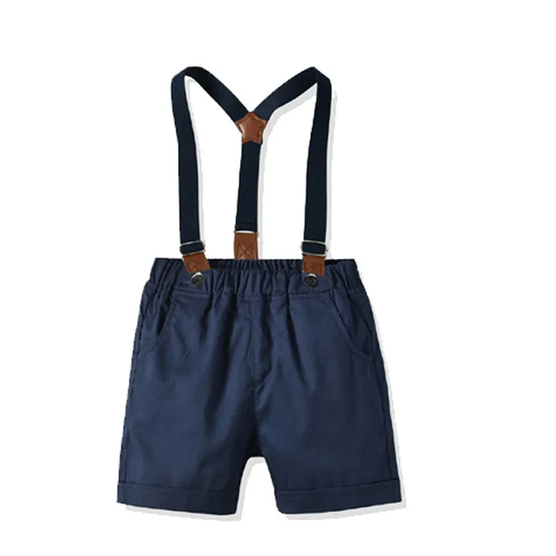 2 Pieces Set Baby Kid Boys Dressy Checked Bow Shirts And Shorts Suits Wholesale 211109610