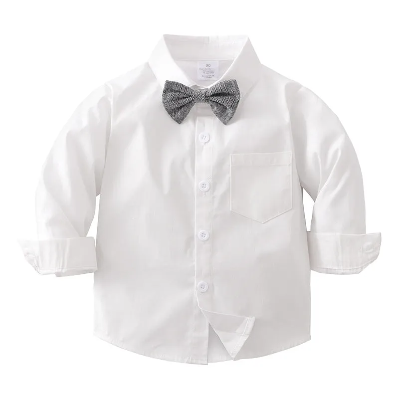3 Pieces Set Baby Kid Boys Birthday Party Solid Color Bow Shirts Vests Waistcoats And Pants Wholesale 220920376