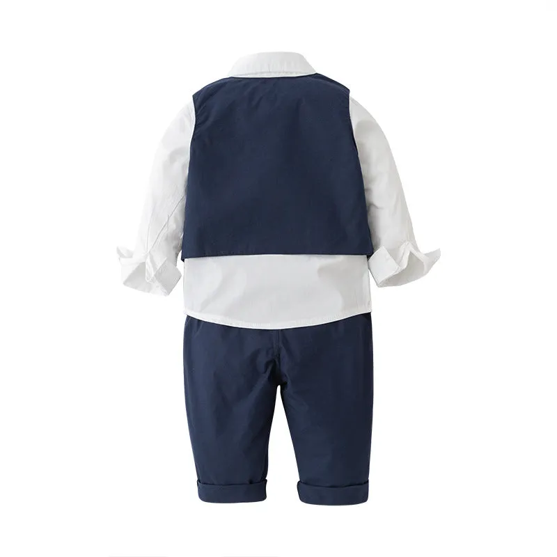 3 Pieces Set Baby Kid Boys Birthday Party Solid Color Shirts And Vests Waistcoats And Pants Wholesale 220616437