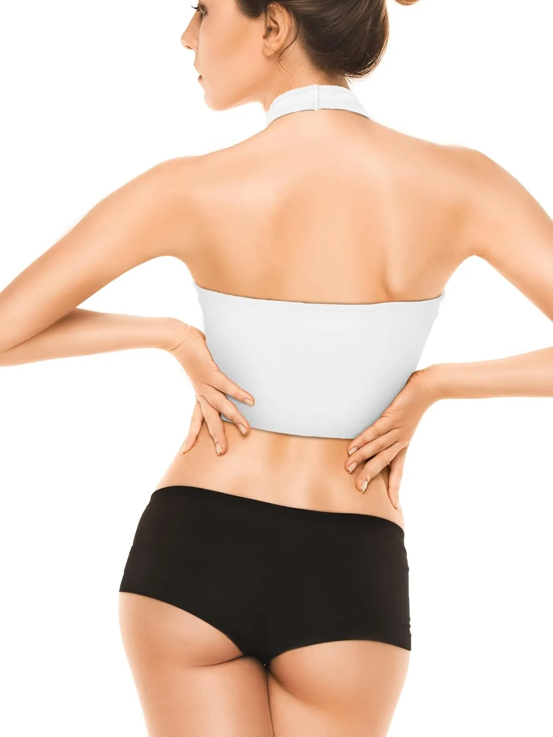 4 Pack Women Halter Tops V Neck Crop Halterneck Tank Backless Tie Back Crop Top Deep V Neck Vest
