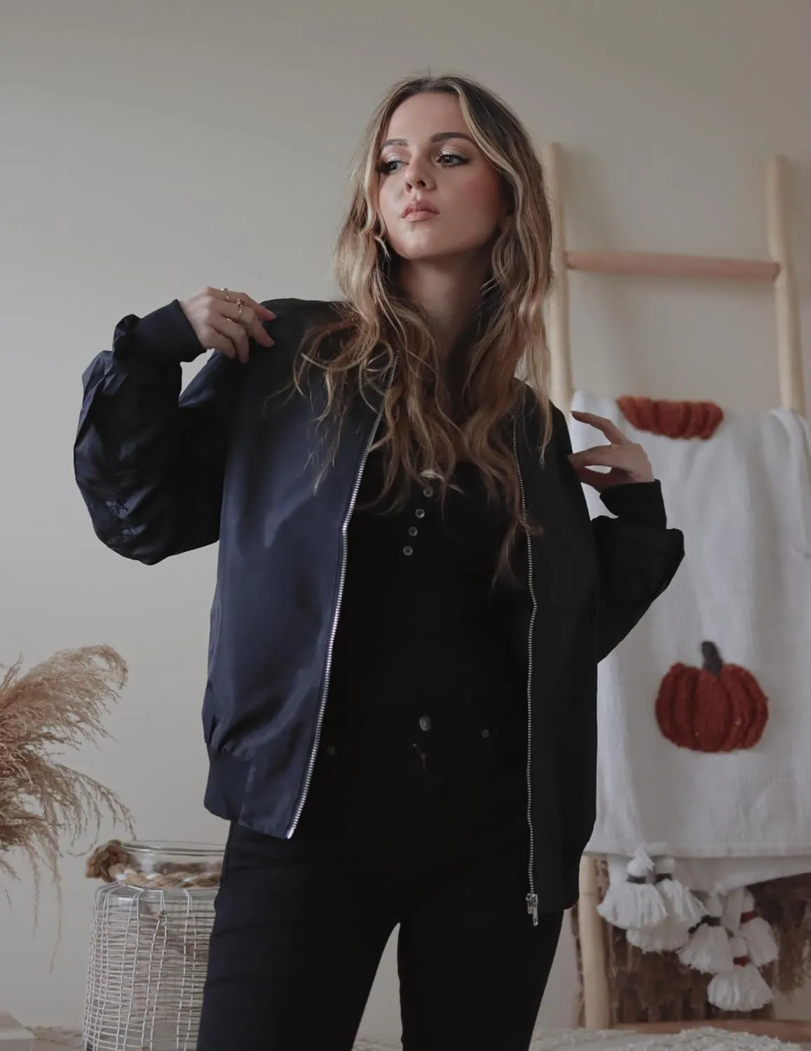 ACEVOG Bomber Jacket Women Zip Up Casual Jackets Coat Oversized with Pockets Fall Outfits