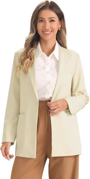 Allegra K Casual Blazers for Women's Open Front Long Sleeve Work Office Jackets Blazer with Pockets