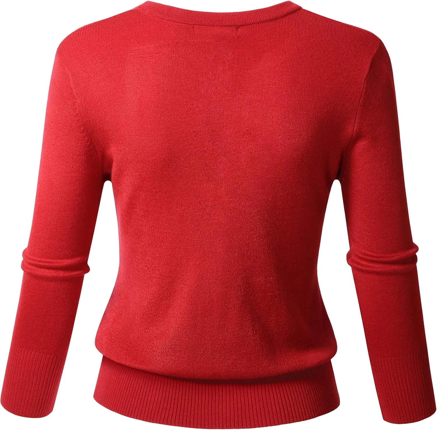 Allsense Womens Button Down 3/4 Sleeve Crew Neck Knit Cardigan Lightweight Soft Sweater
