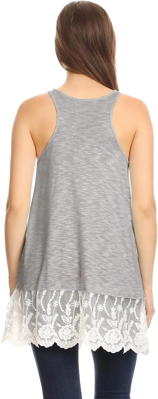Anna-Kaci Plus Size Swing Lace Flowy Tank Top for Women Casual Camisoles Layering Dress