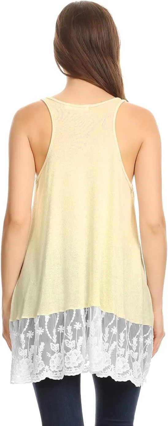 Anna-Kaci Plus Size Swing Lace Flowy Tank Top for Women Casual Camisoles Layering Dress