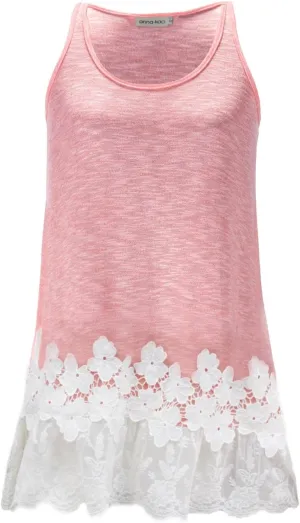 Anna-Kaci Plus Size Swing Lace Flowy Tank Top for Women Casual Camisoles Layering Dress