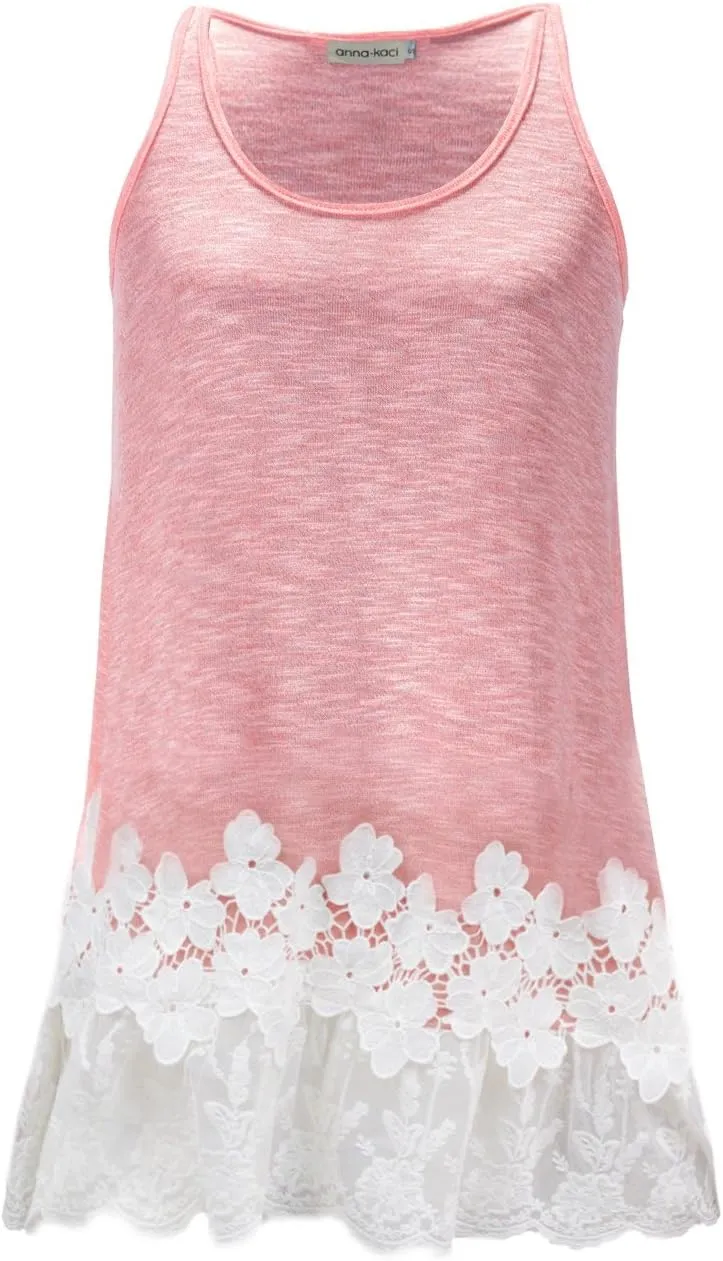 Anna-Kaci Plus Size Swing Lace Flowy Tank Top for Women Casual Camisoles Layering Dress