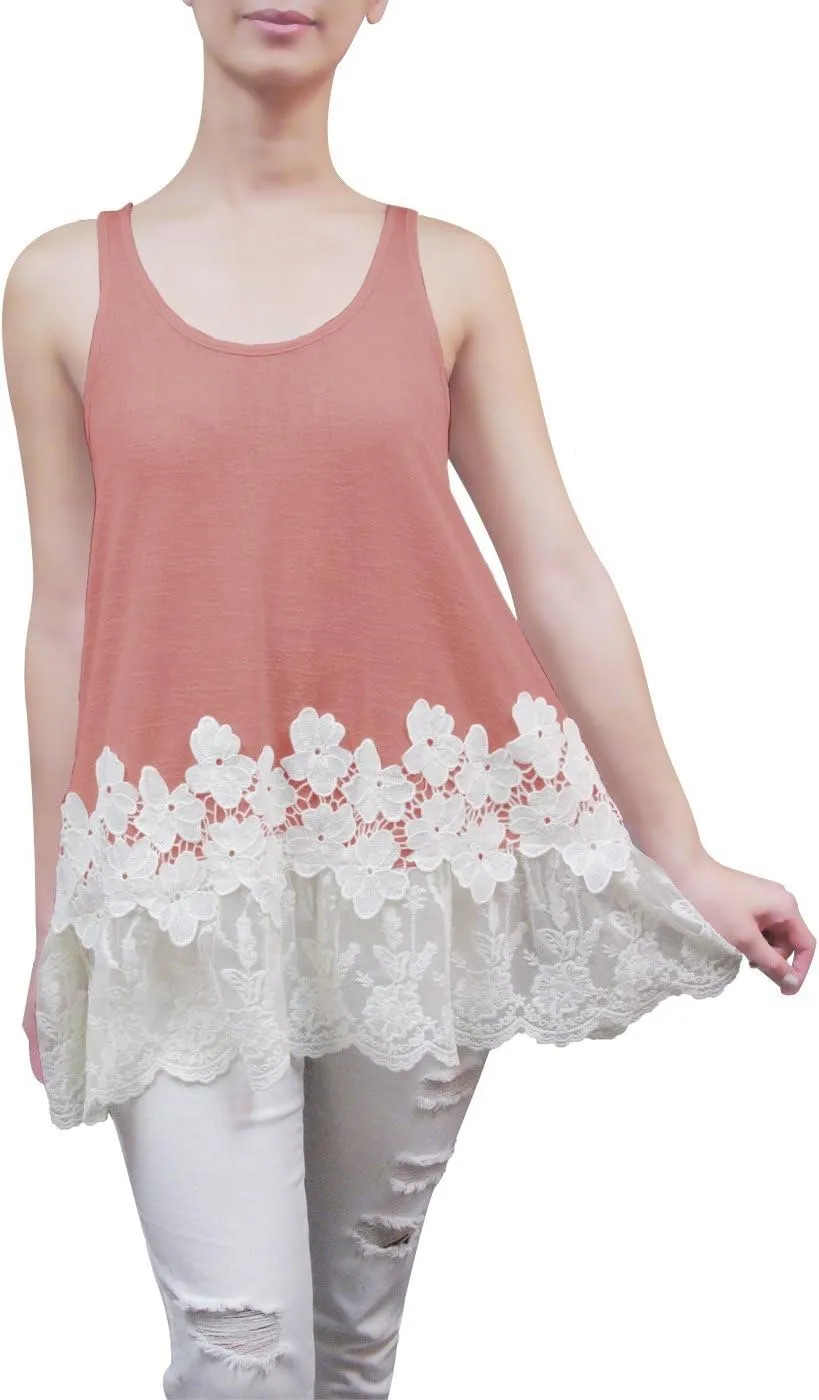 Anna-Kaci Plus Size Swing Lace Flowy Tank Top for Women Casual Camisoles Layering Dress