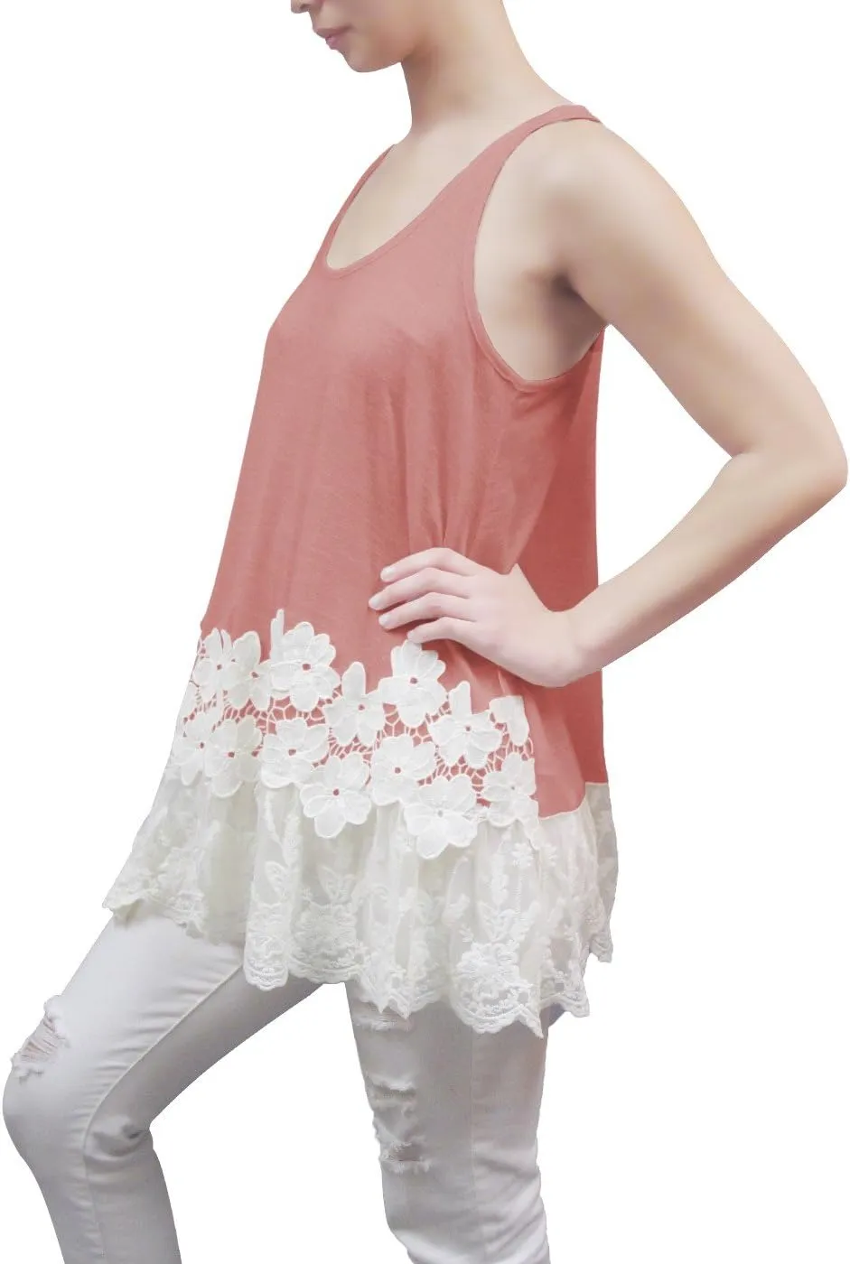 Anna-Kaci Plus Size Swing Lace Flowy Tank Top for Women Casual Camisoles Layering Dress