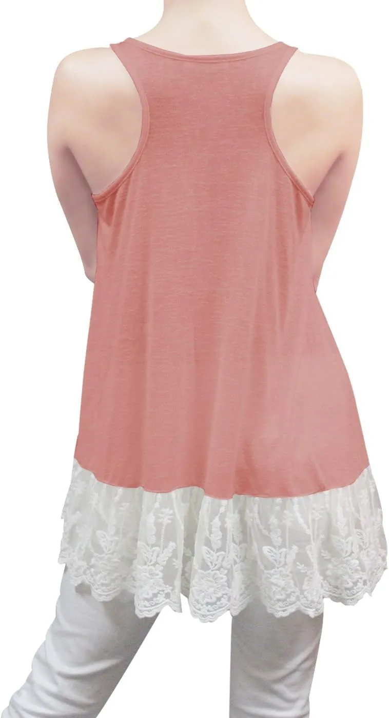 Anna-Kaci Plus Size Swing Lace Flowy Tank Top for Women Casual Camisoles Layering Dress