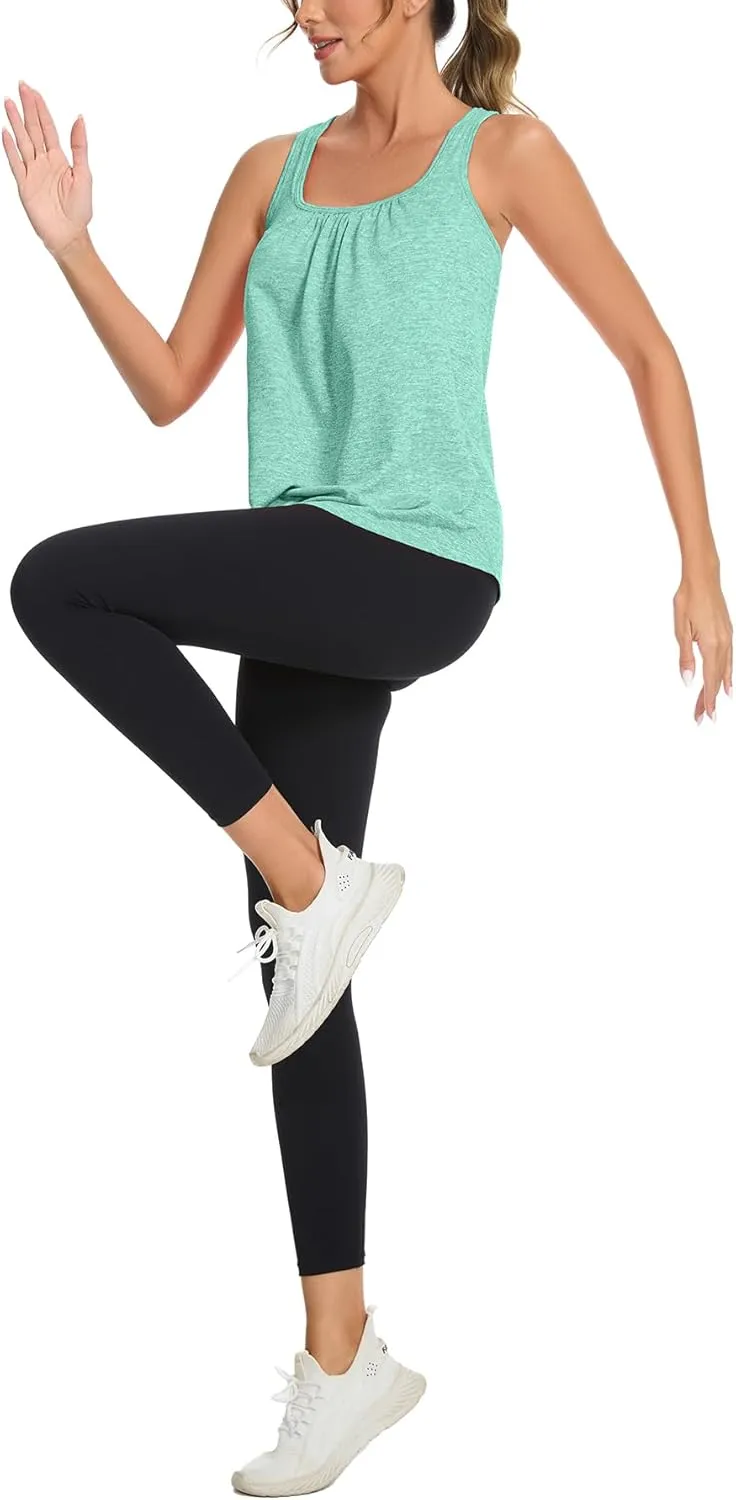 ANYFITTING Built in Bra Tank Tops for Women Workout Loose Fit Yoga Camisoles