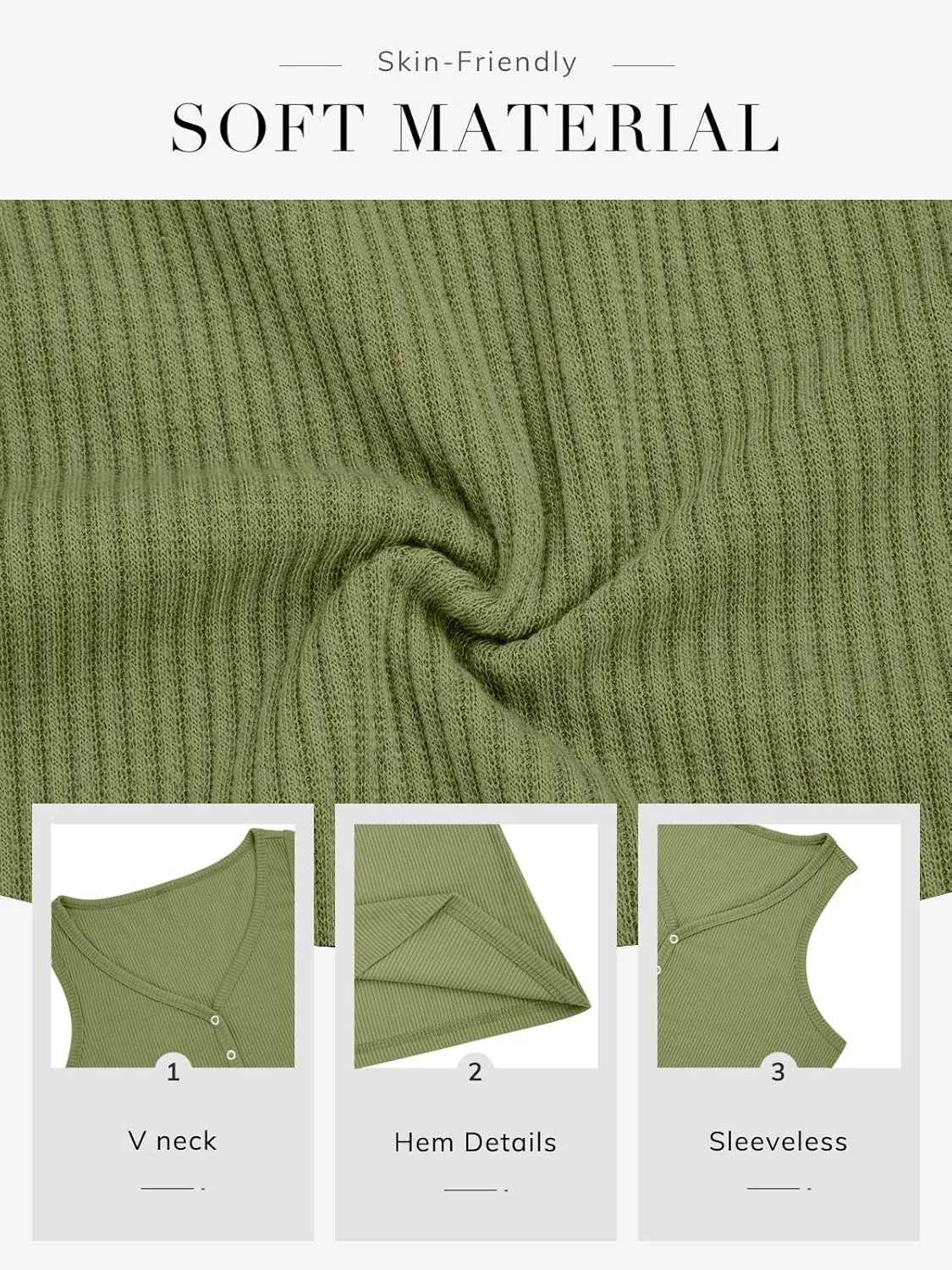 ATHMILE Womens Tank Tops Summer V Neck Sleeveless Ribbed Button Casual Henley Basic Shirts