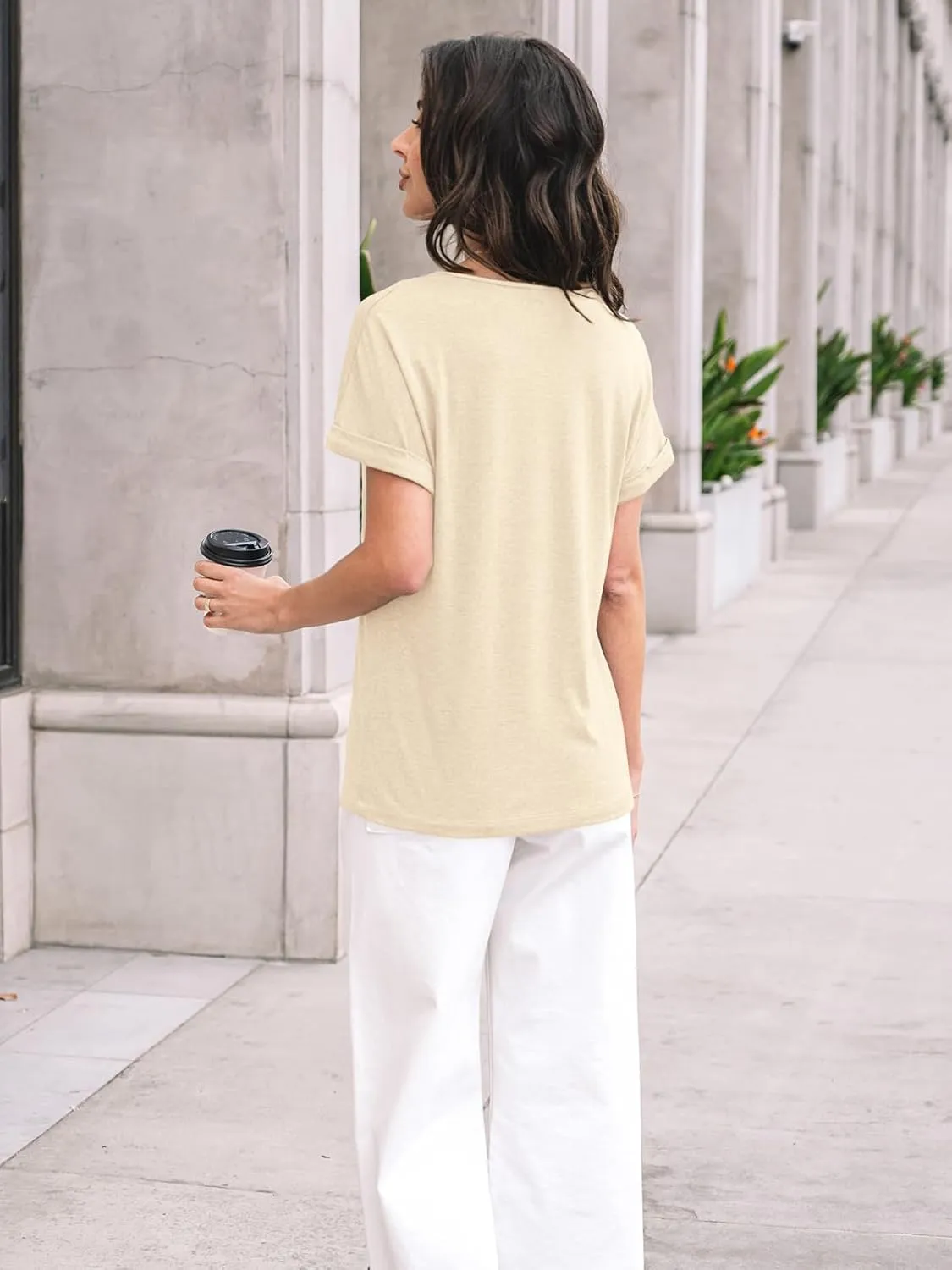 AUTOMET Womens Tops Short Sleeve T Shirt Summer V Neck Casual Top 2025 Spring Cute Basic Trendy Outfits Fashion