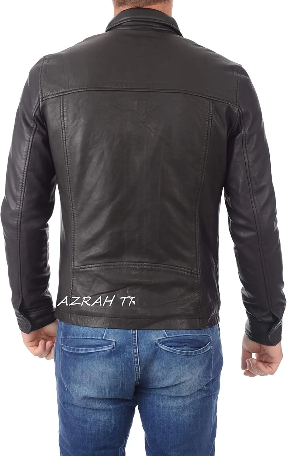 Azrah 100% Leather Jacket for Men - Slim Fit - Moto, Bomber, Biker Winter Casual & Party Wear Jacket for Boys