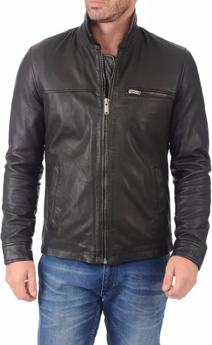 Azrah 100% Leather Jacket for Men - Slim Fit - Moto, Bomber, Biker Winter Casual & Party Wear Jacket for Boys