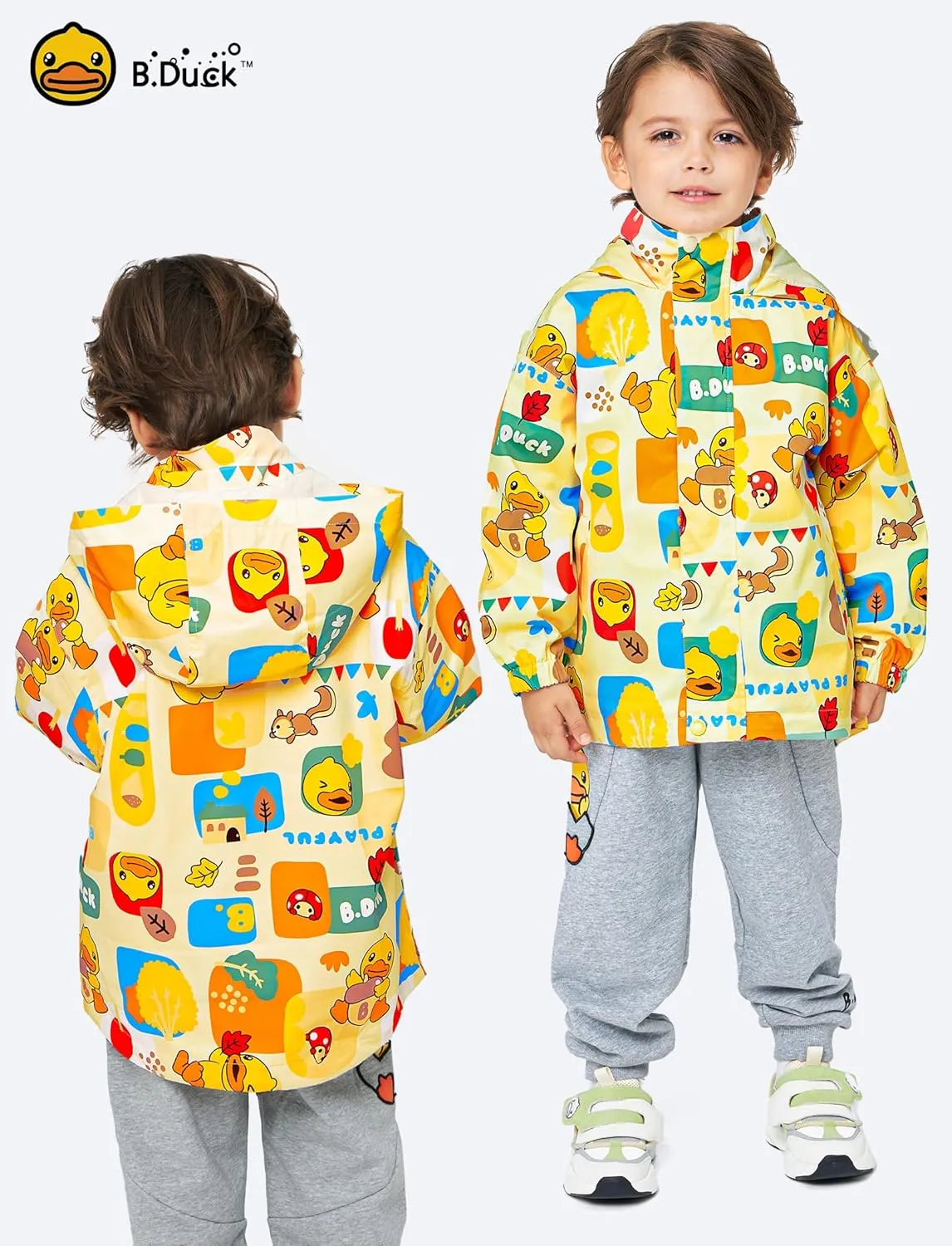 B.Duck Unisex Boys Girls Puffer Jacket Trenchcoat Cute Yellow Duck Quilted Winter Coat Puffy Vest for Toddler Kids 3-12 Years
