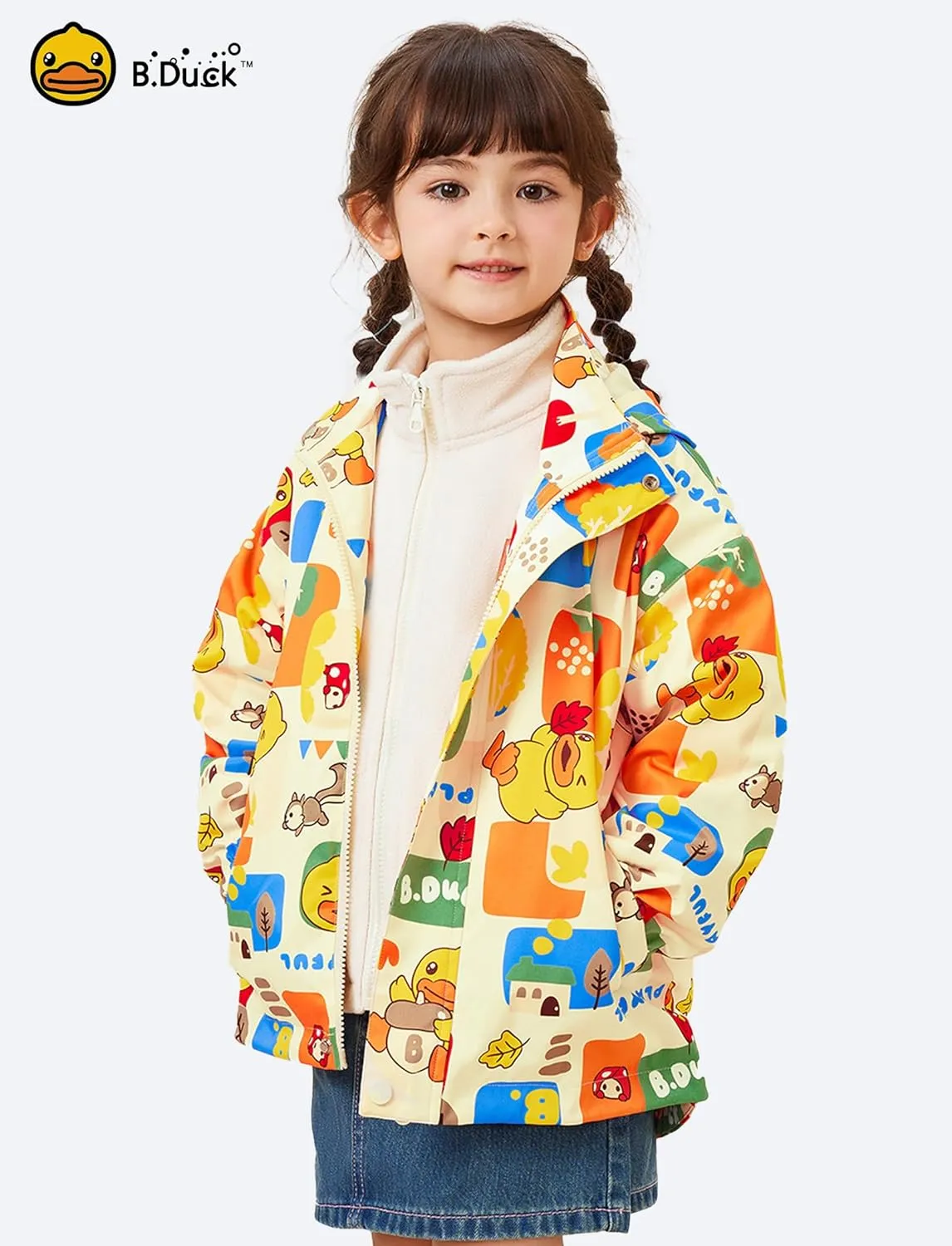 B.Duck Unisex Boys Girls Puffer Jacket Trenchcoat Cute Yellow Duck Quilted Winter Coat Puffy Vest for Toddler Kids 3-12 Years