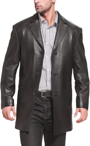 BGSD Men Carter 3-Button New Zealand Lambskin Leather Car Coat (Also available in Big and Tall and Short)