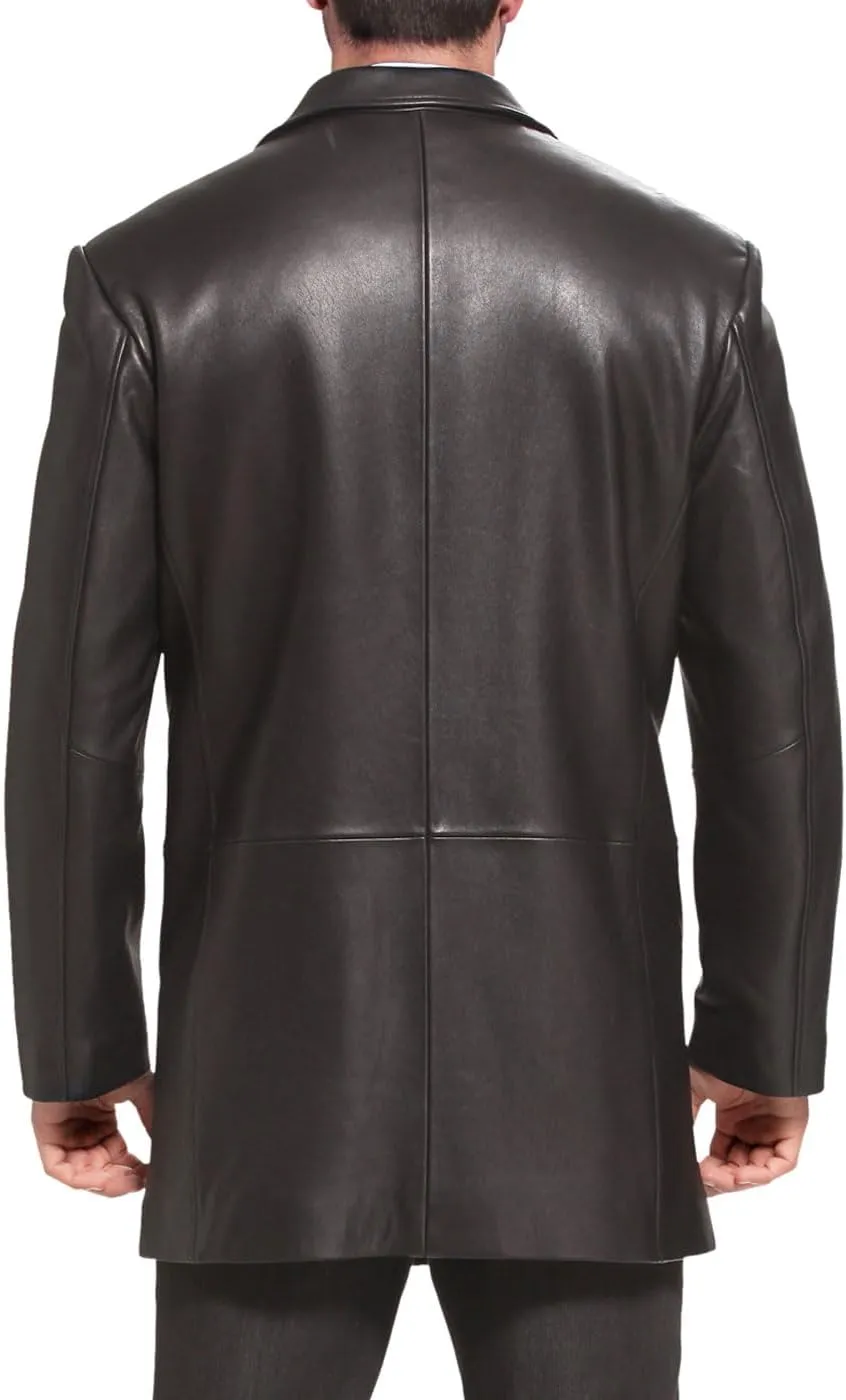 BGSD Men Carter 3-Button New Zealand Lambskin Leather Car Coat (Also available in Big and Tall and Short)