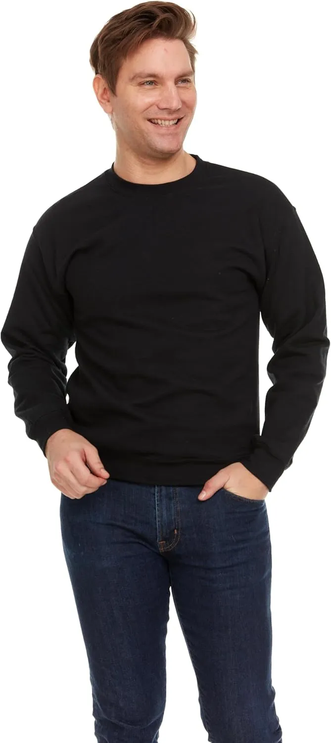 BILLIONHATS 3 Pack Mens Crewneck Sweater Bulk Multipack, Cotton, Screenprinting Sweat Shirts For Men, Layer Shirt