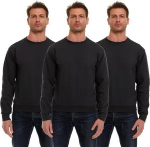 BILLIONHATS 3 Pack Mens Crewneck Sweater Bulk Multipack, Cotton, Screenprinting Sweat Shirts For Men, Layer Shirt