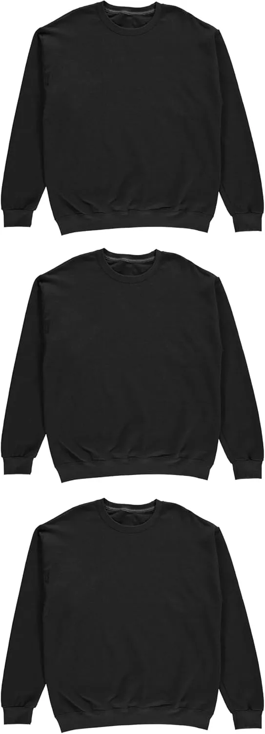BILLIONHATS 3 Pack Mens Crewneck Sweater Bulk Multipack, Cotton, Screenprinting Sweat Shirts For Men, Layer Shirt