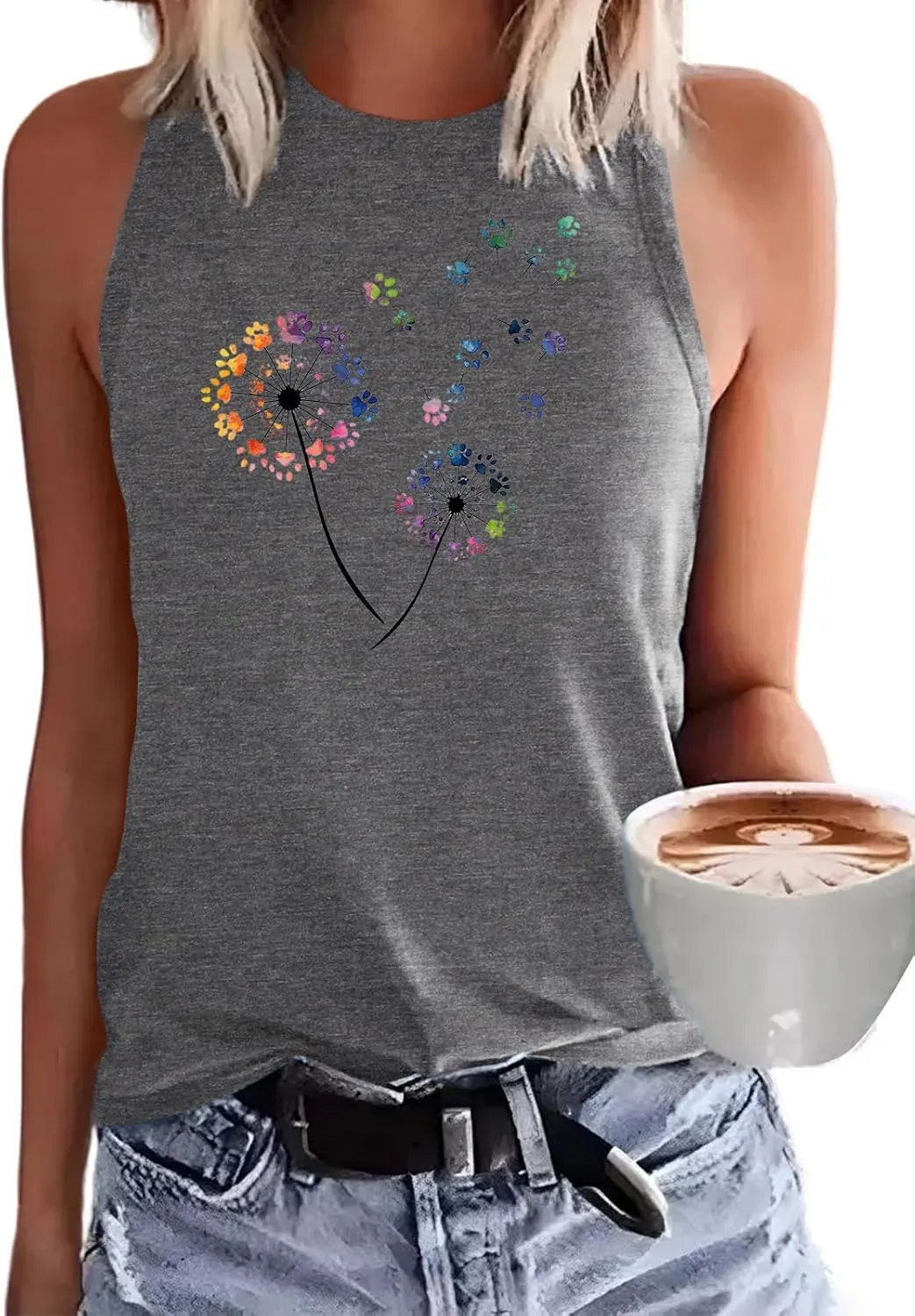 Binshre Tank Tops Women Hawaiian Beach Graphic Tank Tops Summer Casual Tanks Vest Country Music Vintage Tank Cami