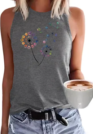 Binshre Tank Tops Women Hawaiian Beach Graphic Tank Tops Summer Casual Tanks Vest Country Music Vintage Tank Cami
