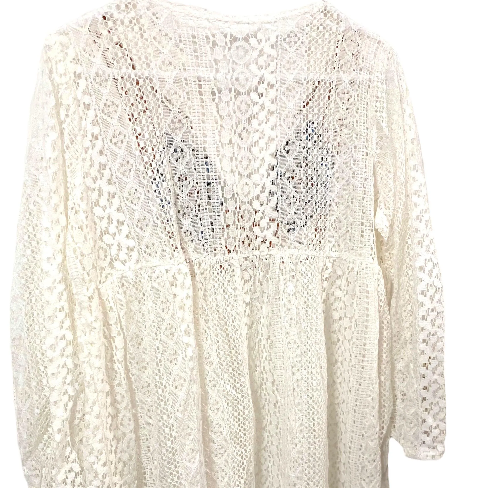 Boho-Western White Lace Beach Tunic Dress