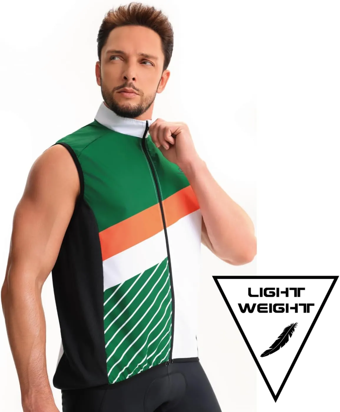 CEROTIPOLAR Men's Cycling Vest with 3 Reflective Tape Cargo Pockets, Micro Softshell Windproof Bike Vest
