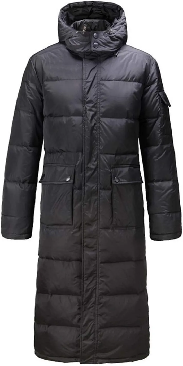 chouyatou Men's Classic Windproof Removable Hooded Long Winter Puffer Down Coat