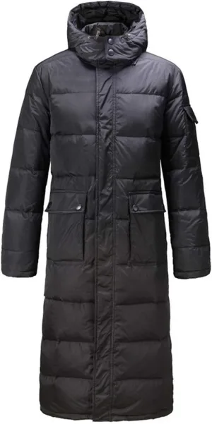 chouyatou Men's Classic Windproof Removable Hooded Long Winter Puffer Down Coat