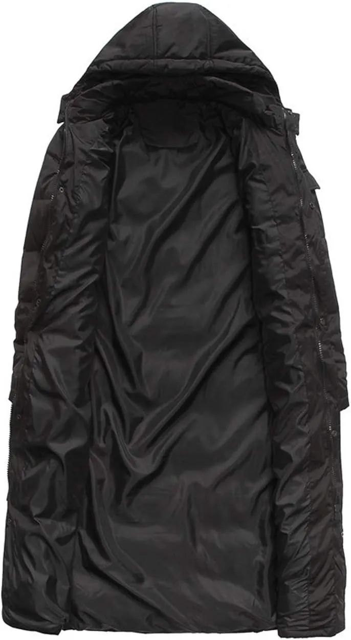 chouyatou Men's Classic Windproof Removable Hooded Long Winter Puffer Down Coat