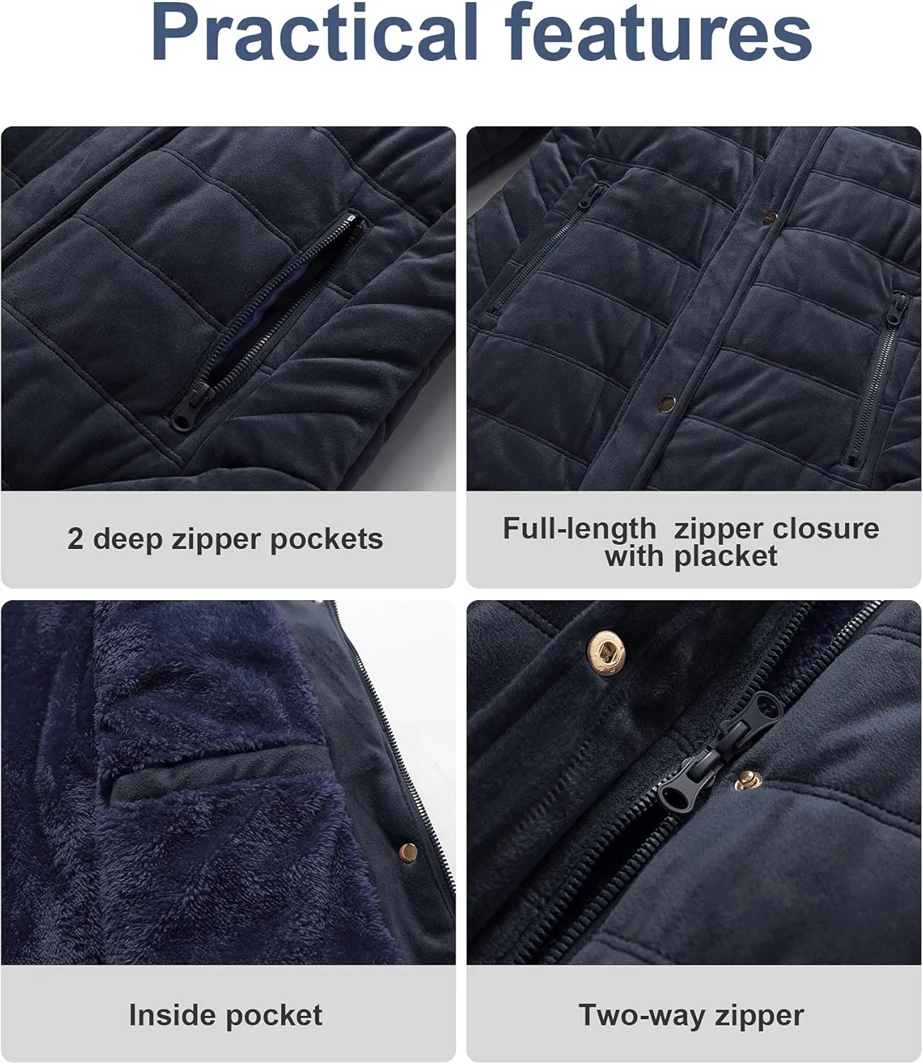 Chrisuno Women's Warm Winter Coat Velvet Puffer Jacket Quilted Faux Fur Hood