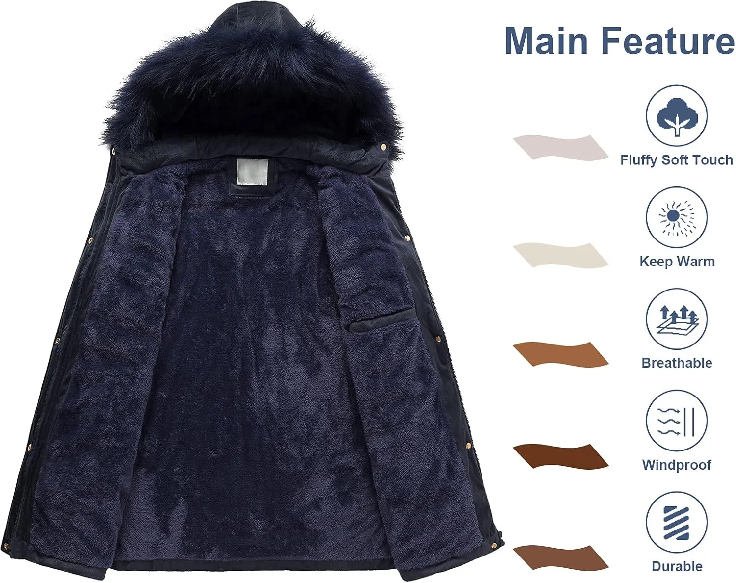 Chrisuno Women's Warm Winter Coat Velvet Puffer Jacket Quilted Faux Fur Hood
